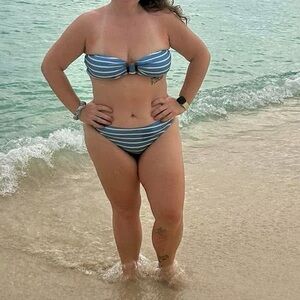 SHEIN Blue and White Striped Bikini